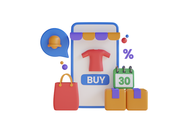 Shopping en ligne  3D Illustration