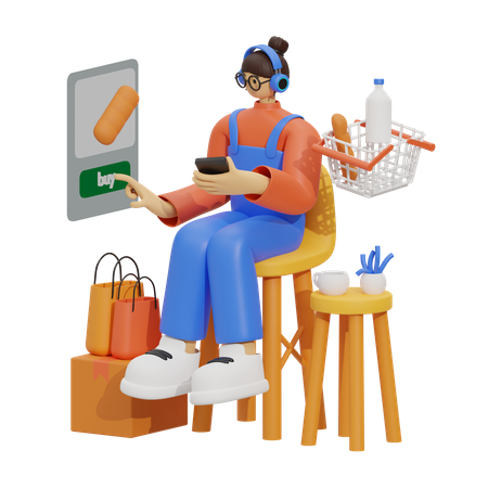 Shopping en ligne  3D Illustration