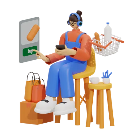 Shopping en ligne  3D Illustration