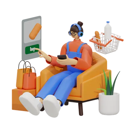 Shopping en ligne  3D Illustration