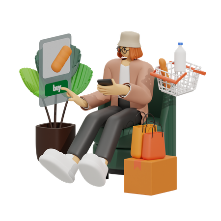 Shopping en ligne  3D Illustration