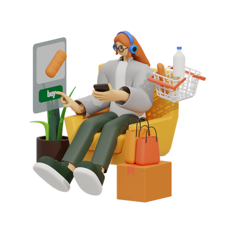 Shopping en ligne  3D Illustration