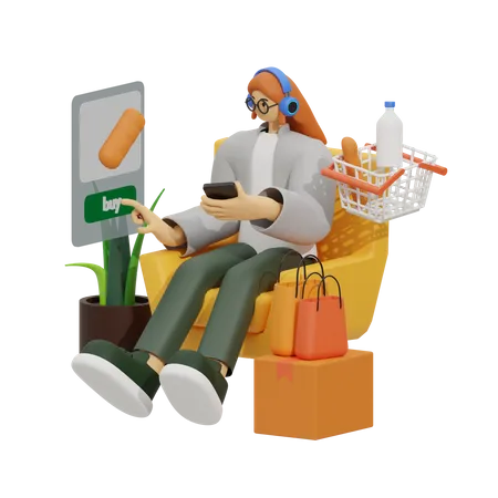 Shopping en ligne  3D Illustration