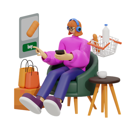 Shopping en ligne  3D Illustration