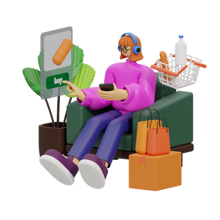 Shopping en ligne  3D Illustration