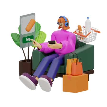 Shopping en ligne  3D Illustration