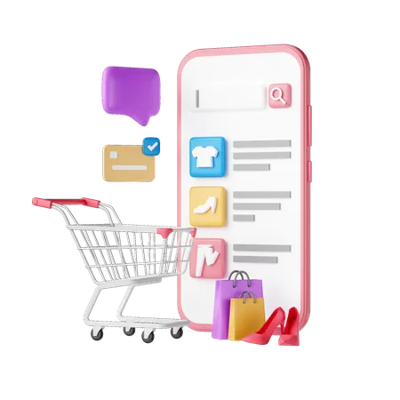 Shopping en ligne  3D Illustration