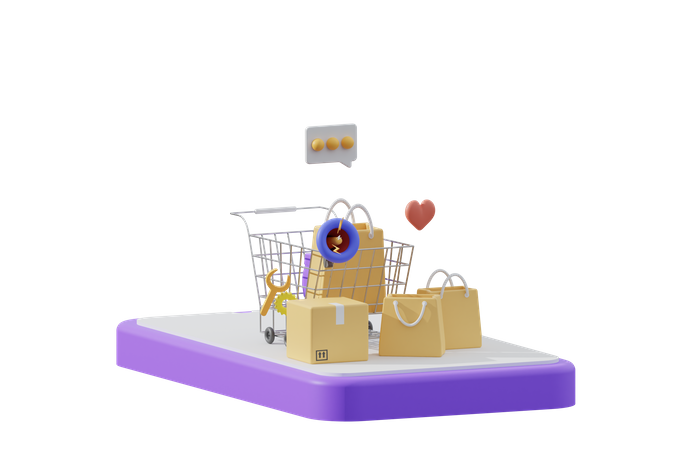 Livraison des achats en ligne  3D Illustration