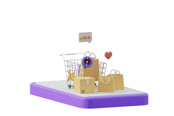 Livraison des achats en ligne  3D Illustration