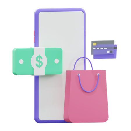 Paiement des achats en ligne  3D Illustration