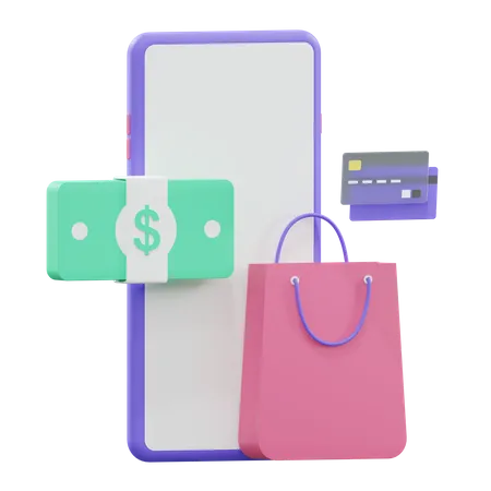 Paiement des achats en ligne  3D Illustration