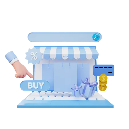 Paiement des achats en ligne  3D Illustration