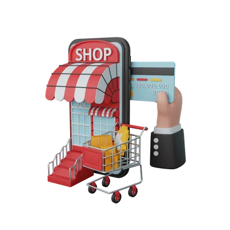 Paiement des achats en ligne  3D Illustration