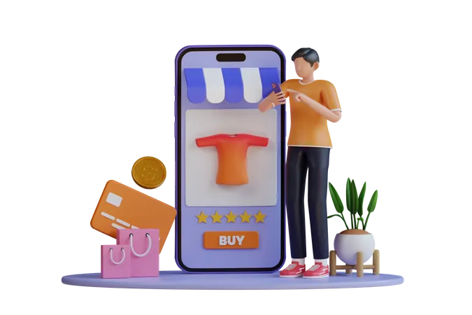 Paiement des achats en ligne  3D Illustration