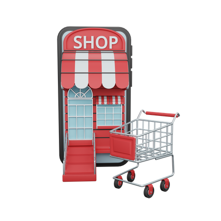 Faire des achats en ligne sur téléphone mobile  3D Illustration