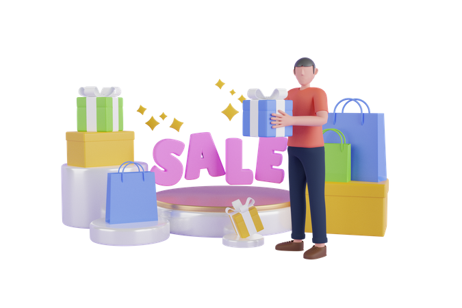 Vente d'achats en ligne  3D Illustration