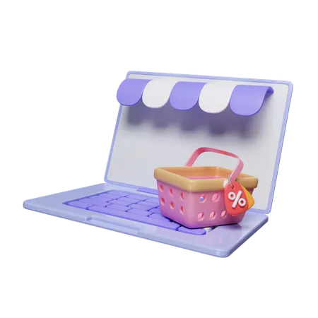 Achats en ligne via un ordinateur portable  3D Icon