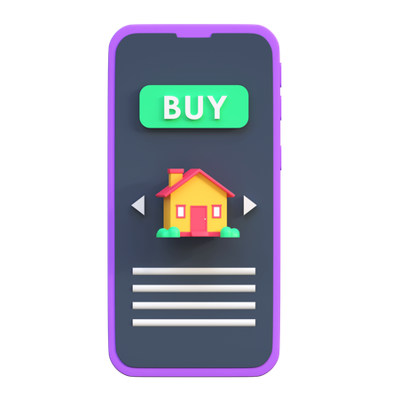 Acheter une maison avec un smartphone  3D Icon