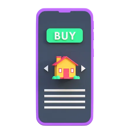 Acheter une maison avec un smartphone  3D Icon