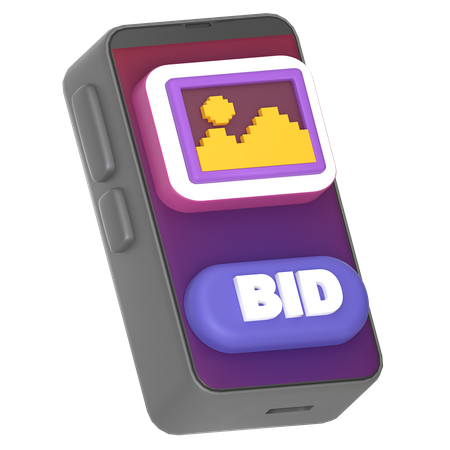 Enchérir sur nft sur smartphone  3D Icon