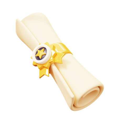 Achieved Certificate Scroll on degree completion  3D Icon