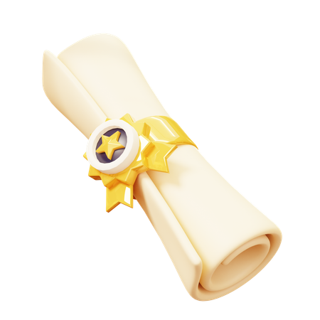 Achieved Certificate Scroll on degree completion  3D Icon