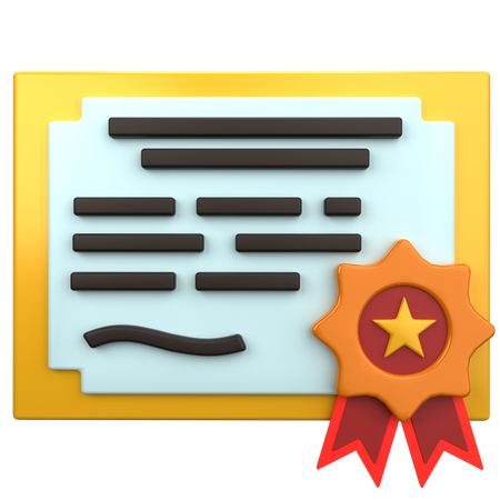 Achievement Certificate  3D Icon