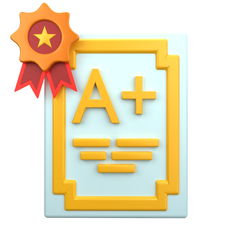 Achievement Certificate  3D Icon