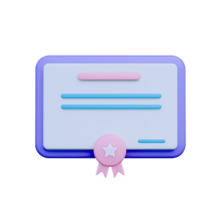 Achievement certificate  3D Illustration