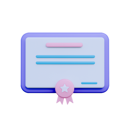 Achievement certificate 3D Illustration
