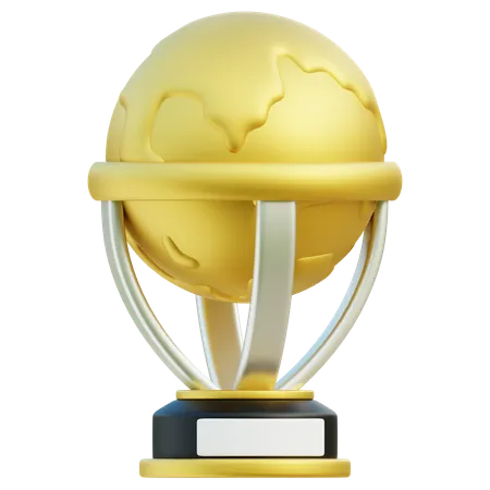 3 D Golden Globe Trophy Supported By Silver Stands Representing Global Success And International Accolades 3D Icon