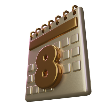 Acht Kalender  3D Icon
