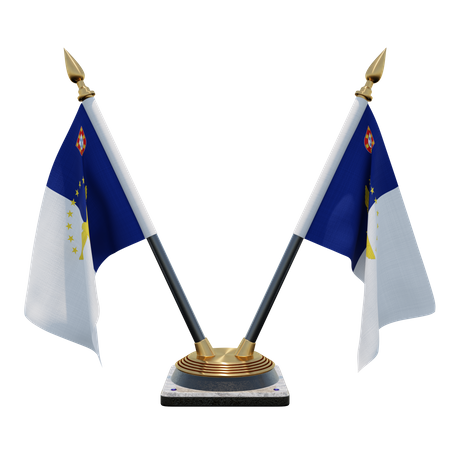 Suporte de Bandeira de Mesa Duplo (V) dos Açores  3D Icon