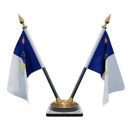 Suporte de bandeira de mesa dupla dos Açores  3D Flag