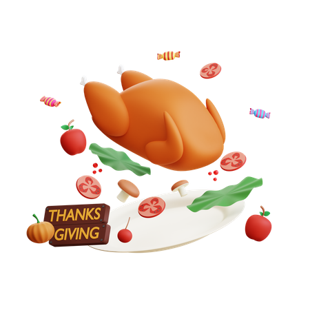 Dinde de Thanksgiving  3D Icon