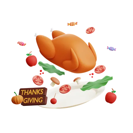 Dinde de Thanksgiving  3D Icon