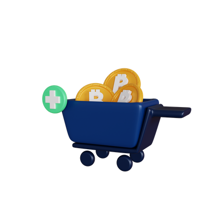 Add Bitcoin To Cart 3D Illustration