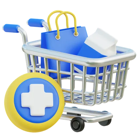 Plus Sign On Shopping Cart 3D Icon