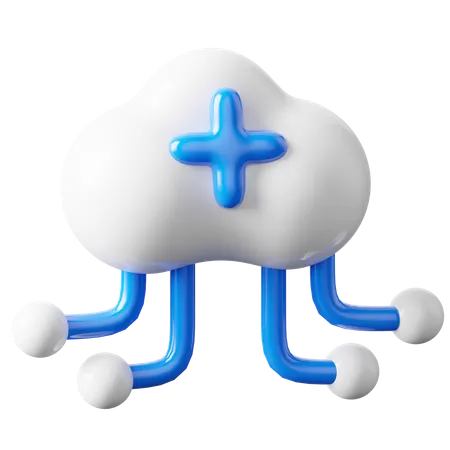 Add Cloud Network 3D Icon