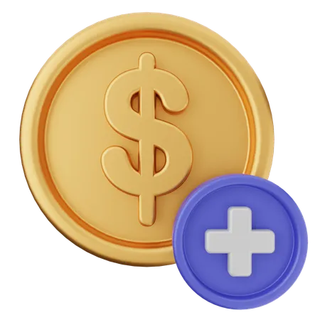 Add Coin Dollar  3D Icon