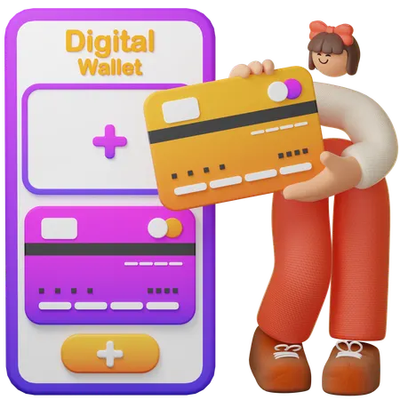 Add Credit Card To Digital Wallet  3D Illustration