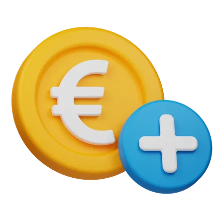 Add Euro Coin  3D Icon