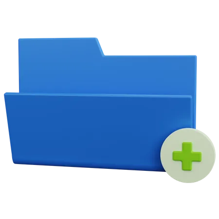3 D Rendering Blue Folder With Plus Icon Isolated 3D Icon