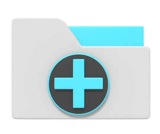 3 D Icon Of Add File On Folder Data 3D Icon