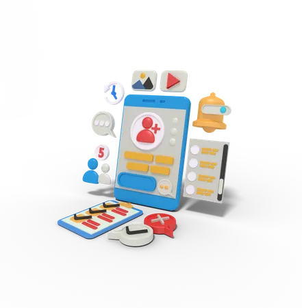 Add friend on social media  3D Illustration