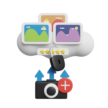 Add Image To Cloud  3D Icon