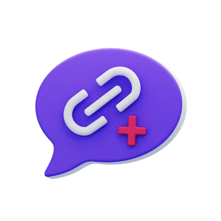 Add Link Chat Bubble  3D Icon