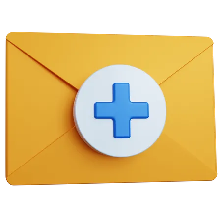 3 D Rendering Add Mail Yellow Isolated 3D Icon