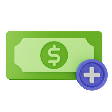 Add Money Dollar  3D Icon