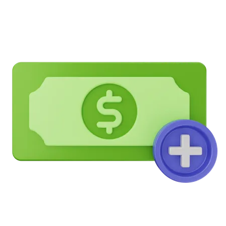 Add Money Dollar  3D Icon